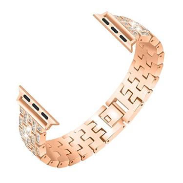 Imagem de Pulseira Aço Elos Strass Wendy, Compatível com Apple Watch (38/40/41, Dourado Rose)