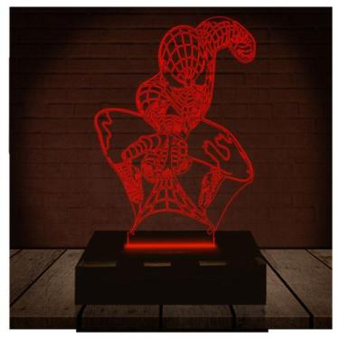 Imagem de Luminária Led Abajur  3D  Homem Aranha Marvel Heroi 3  16 Cores + Cont