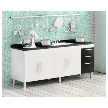 Imagem de Gabinete de Pia Gemeos 2,00m Branco e Preto