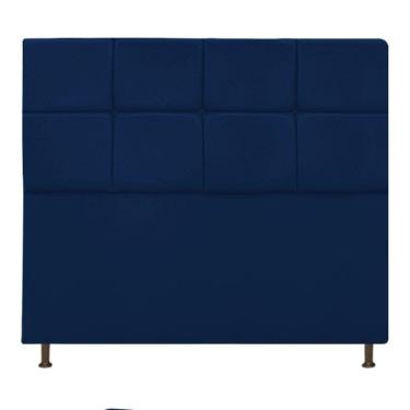 Imagem de Cabeceira Damares 140 Cm Casal Com Botonê Suede Azul Marinho