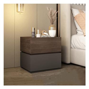 Imagem de Mesas Laterais para Cama Mesa de Cabeceira Moderna Minimalista Madeira Pequena Armário Luz Luxo Quarto Mesa de Cabeceira Armário Casa Gaveta Dupla Armário de Cabeceira para Quarto (Cor: C)