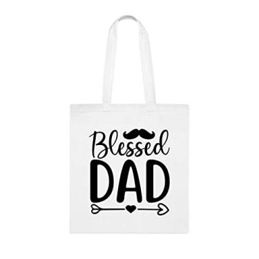Imagem de Bolsa tote papai, sacola Blessed Dad, para papai, bolsa de ombro papai, bolsas reutilizáveis para papai, presente para papai da filha favorita, filho e filhos, Branco