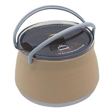 Imagem de menolana Portátil Dobrável Camping Pesca Chaleira de Água Fogão a Gás Bule de Chá Ao Ar Livre, Cáqui