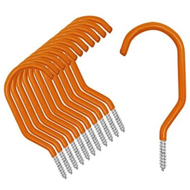 Imagem de Scartink Ganchos de armazenamento de bicicleta resistentes laranja 12 pçs ganchos de montagem na parede ganchos grandes parafusos para parede, teto