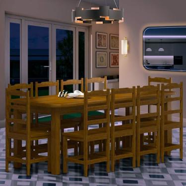 Imagem de Mesa De Jantar Com 10 Cadeiras Madeira Maciça 220cm Imbuia Pérola Nemargi