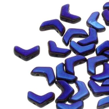 Imagem de 30 Chevron Duo Czech Glass Beads. Huge Selection of Colors and FINISHES (Jet Full Azuro)