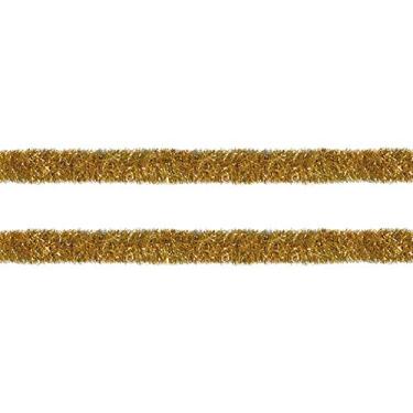 Imagem de Beistle 2 peças de guirlandas metálicas douradas de plástico brilhoso 'N Tinsel para decoração de festa de Natal e aniversário de ano novo, 10 x 30 m