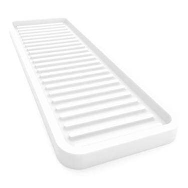 Imagem de Happitasa Bandeja organizadora de pia de cozinha de silicone, suporte de esponja e protetor de bancada | Saboneteira e bandeja dispensadora de banheiro e cozinha (branca, 30 x 10 cm)