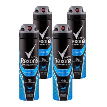 Imagem de Kit 4 Und Desodorante Aerosol Rexona Masculino Impacto 48H 90G