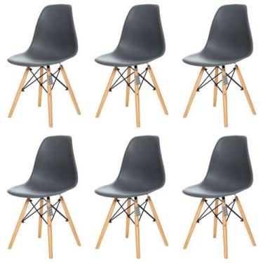 Imagem de Conjunto 6 Cadeiras Charles Eames Eiffel Cinza Escuro - Kza Bela