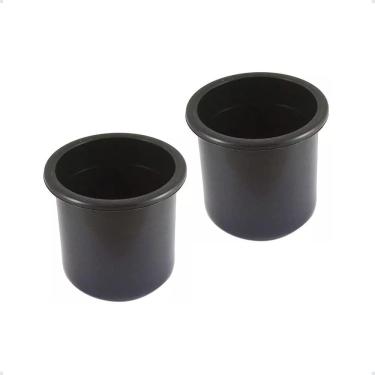 Imagem de Porta Copos Luxo Barcos Motor Home De Embutir Preto Kit C/2