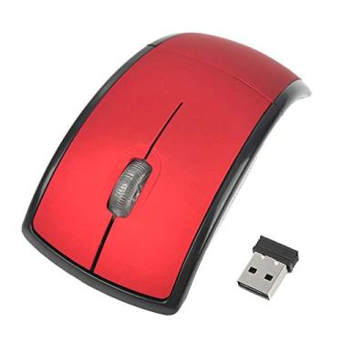 Imagem de Mouse óptico sem fio de 2,4 GHz, mouse sem fio com arco dobrável com receptor USB para laptop, PC, superfície de notebook (vermelho)