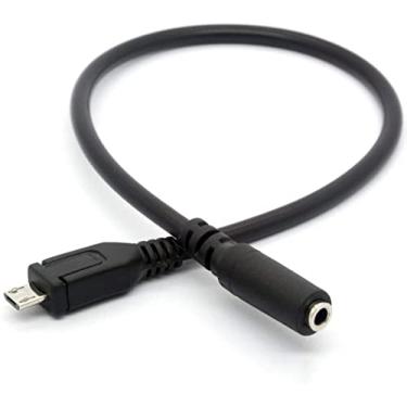 Imagem de 30 cm/1FT Micro USB 5 pinos macho para cabo de áudio fêmea de 3,5 mm, micro 5 pinos macho para cabo adaptador de áudio AUX fêmea de 3,5 mm, adequado para adaptador de conversão de microfone com clipe ativo - (1 peça)