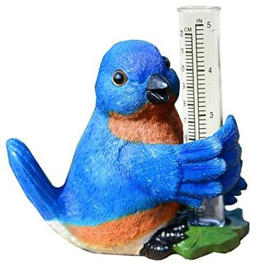 Imagem de Blue Bird Pluviômetro por Michael Carr Designs – Estatueta de pássaro para ambientes externos, pátios e gramados (80120)