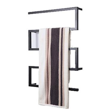 Imagem de Yajun Aquecedor de toalha de banho elétrico 304 aço inoxidável em forma de arco chuveiro trilho aquecido radiador de banheiro preto