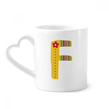 Imagem de F Alfabeto Flor Linda Padrão Caneca Café Cerâmica Copos Copo Coração Vidro