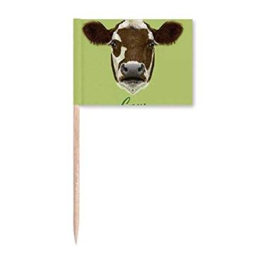 Imagem de Marcadores de palito de dente doméstico de vaca leiteira marrom e branco para decoração de festa