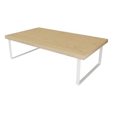 Imagem de Suporte de impressora de mesa de madeira suporte de suporte organizador de escritório doméstico sob a mesa industrial prateleira de impressora de madeira de casa de fazenda simples almofada de arquivos de mesa de armazenamento alta impressora de mesa (cor: 40x30x31cm)