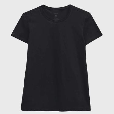 Imagem de Blusa Básica Feminina Adulto Preto em algodão Malwee