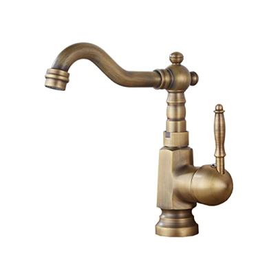 Imagem de LIDON Torneira de pia de cozinha alta, torneira giratória de 360 graus para pia de banheiro, torneira de pia de latão vintage cozinha, torneira de cozinha vintage de latão antigo, antigo A (cor: antigo b)