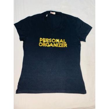 Imagem de Camiseta Personal Organizer Baby Look Preta Com Dourado Tam Gg - Lolad