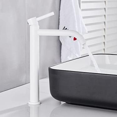 Imagem de Torneira de banheiro cromada para vaso de latão Torneira para pia montada no convés Torneira misturadora Água quente e fria, branca