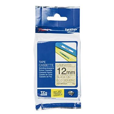 Imagem de Fita Decorativa P-touch TZe-MPGG31 Preto sobre Geometrias Douradas 12mm
