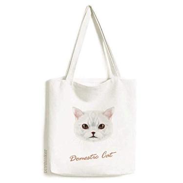 Imagem de Bolsa de lona branca para gatos e animais domésticos bolsa de compras casual