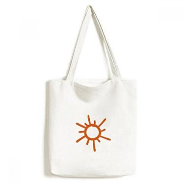 Imagem de Sacola de lona com pintura à mão laranja sol bolsa de compras casual bolsa de mão