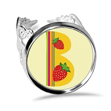 Imagem de DIYthinker B Anel de noivado ajustável com estampa de ilustração de morango