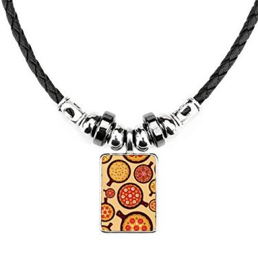 Imagem de DIYthinker Colar Pizza Italy Tomate Foods Pimentas Joias Torque Pingente de corda de couro