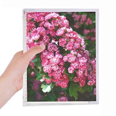Imagem de Caderno de folhas verdes lindas flores rosas folhas soltas diário recarregável