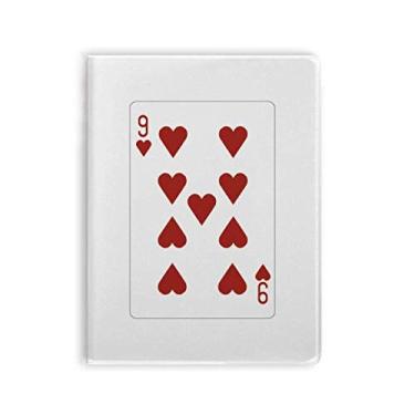 Imagem de Caderno com estampa de cartas de baralho em formato de coração 9, capa macia para diário