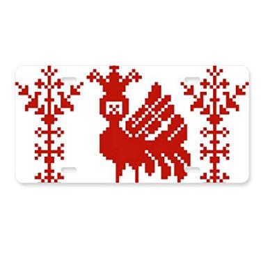 Imagem de DIYthinker Mosaico vermelho árvore de animais Rússia placa de licença decoração de aço inoxidável automóvel etiqueta