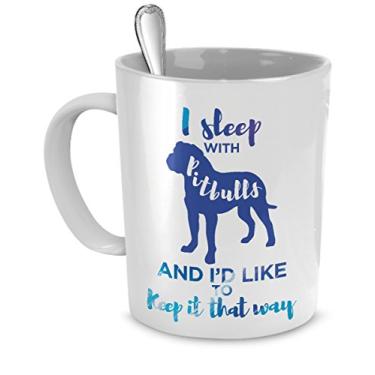 Imagem de Caneca Pit Bull - I sleep with Pit Bulls and I'd like to keep it that way (branca)