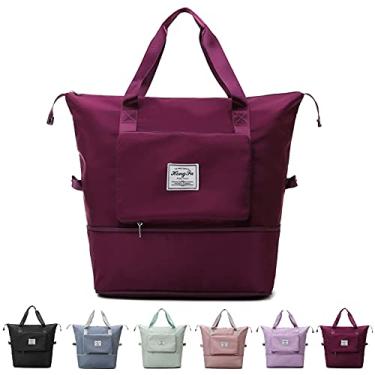 Imagem de Bolsa de viagem dobr�vel de grande capacidade, port�til, dobr�vel, leve, � prova d'�gua, tecido Oxford, bolsa esportiva de separa��o seca e �mida para mulheres, Vencedor