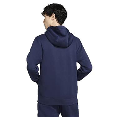 Imagem de Nike Moletom masculino de lã com zíper completo, moletom com capuz de lã com zíper masculino, azul marinho/azul marinho/branco, G-T