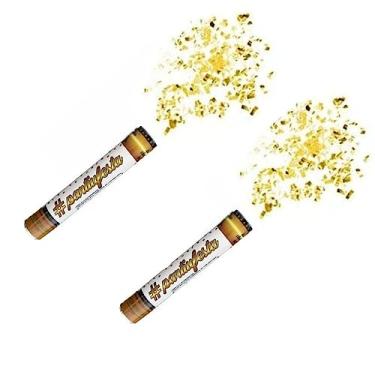Imagem de Kit Com 2 Lança Confetes De Papel Metalizado Ou Coloridos (Picado Dourado)