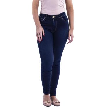 Imagem de Calça Feminina Skinny Cintura Alta Jeans Escuro Visual Jeans 44-Feminino