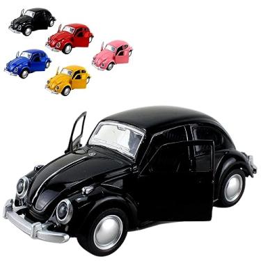 Imagem de Miniatura Fusca Escala 1:32 Carrinho de Ferro com Fricção Fusquinha Abre a Porta, Brinquedo Fusca Colorido (Preto)