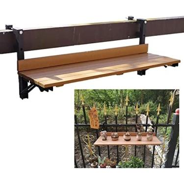 Imagem de Mesa Suspensa Dobrável, Mesa De Barra De Varanda Para Grades, Mesa Lateral De Grade De Varanda, Mesa Lateral Ao Ar Livre, Extensão De Bancada Dobrável, Mesa De Deck Portátil Para Quintal De Varand