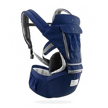 Imagem de Mochila Canguru Maternidade Bebê Bolsa Carregar Conforto Suporte Criança Costas Baby Passeio (Azul)