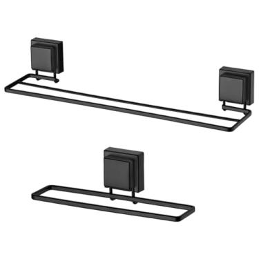 Imagem de kit lavabo banheiro preto fosco ventosa 02 peças Future porta toalha banho e rosto