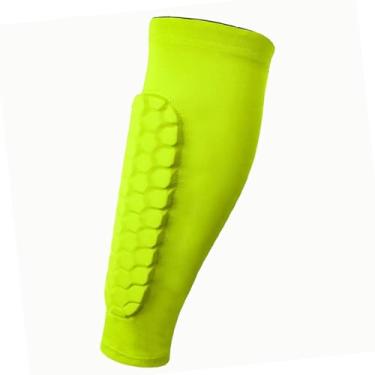 Imagem de Dynwave Caneleiras de futebol meias mangas de perna de futebol confortável flexível joelheira compressão bezerro mangas para atleta crianças adulto, amarelo fluorescente M