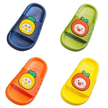 Imagem de Chinelos de torcida para uso ao ar livre banheiro fundo antimacio meninos e meninas crianças sandálias de frutas fofo chinelo grande casa, A - amarelo + verde + azul + laranja, 10 Toddler