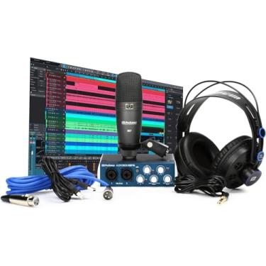Imagem de PreSonus AudioBox 96 Studio USB 2.0 pacote de gravação com interface, fones de ouvido, microfone e software Studio One