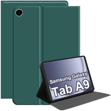 Imagem de XYOUNG Capa para tablet Samsung Galaxy Tab A9 8,7 polegadas 2023 (SM-X110/X115/X117), capa protetora para tablet com suporte fólio fino, material de silicone líquido que não irrita a pele, (verde escuro)