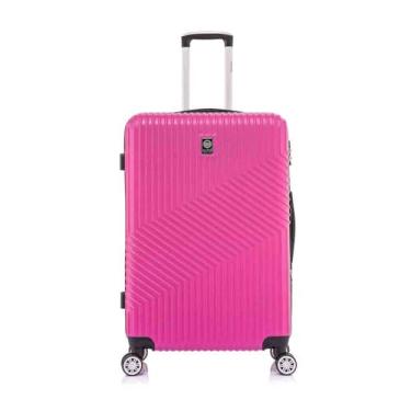 Imagem de Mala de Viagem Grande de Despacho 30 kg Rígida ABS com 4 rodas duplas 360º e trava de segredo numérico TSA, divisória interna com zíper e elastico de fixação e expansor, Santino, PinkASAV7003G47