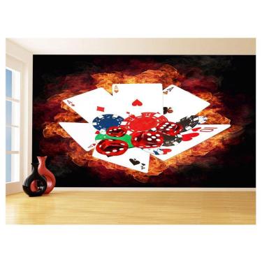 Imagem de Papel De Parede 3D Salão De Jogos Cartas Poker 3,5M Jcs50
