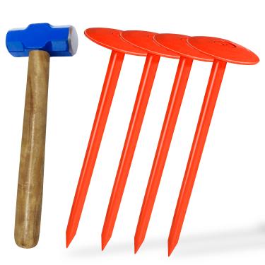 Imagem de FEBTECH - Marcador de tanque séptico – 6,9 cm x 25,4 cm – Marcadores de linha de propriedade adequados para proteger sua fossa séptica e limites de propriedade com marcador de tanque séptico sólido e resistente – Pacote com 4 peças + 1 martelo